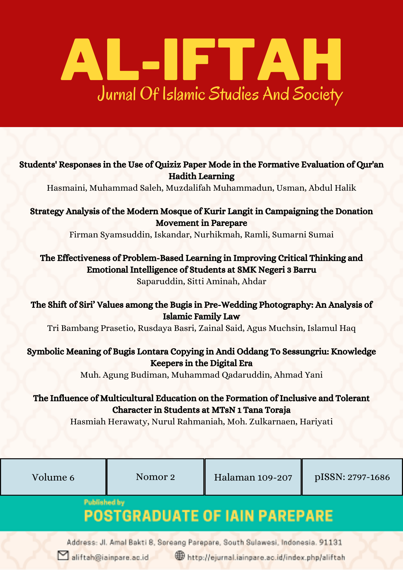      View Vol. 6 No. 2 (2025): Al-Iftah: Journal of Islamic studies and society    