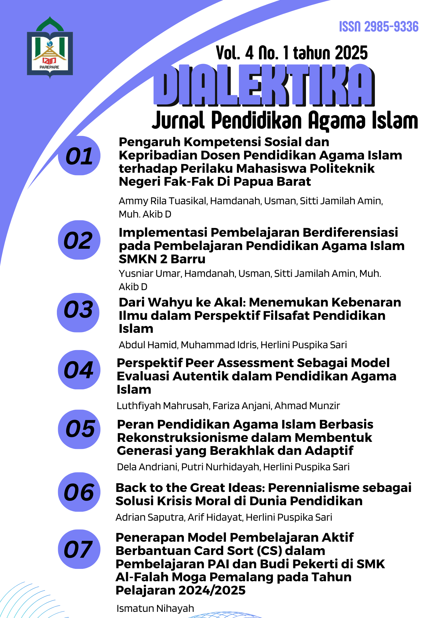      View Vol. 4 No. 1 (2025): Vol 4 No 1 (2025): Dialektika : Jurnal Pendidikan Agama Islam    